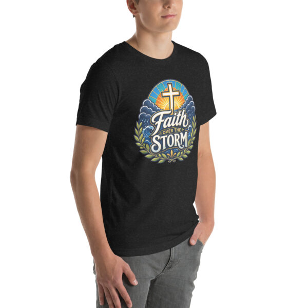 unisex-staple-t-shirt-black-heather-right-front-6a1b69e43ae41.jpg Faith Over The Storm T-Shirt