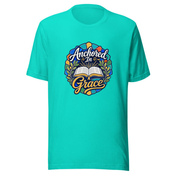 Anchored In Grace Graphic Tee mockup 3