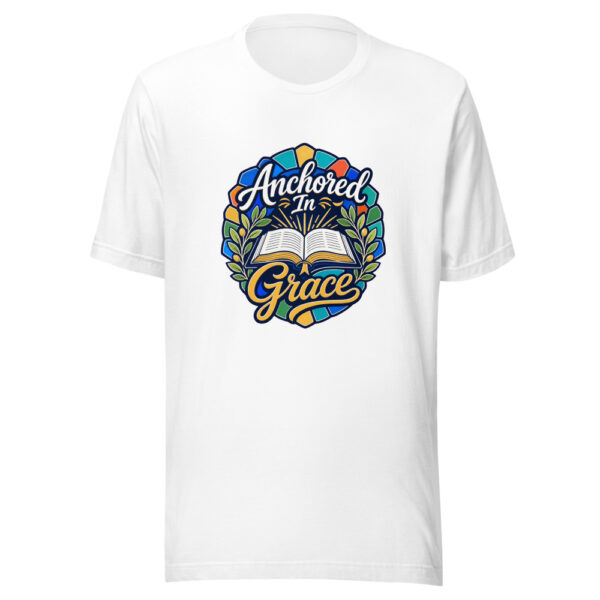 Anchored In Grace Graphic Tee mockup 8