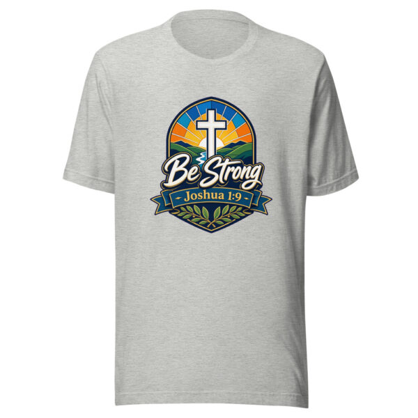 Be Strong Joshua 1:9 Graphic Tee mockup 4 Be Strong Joshua 1:9 Graphic Tee mockup 4