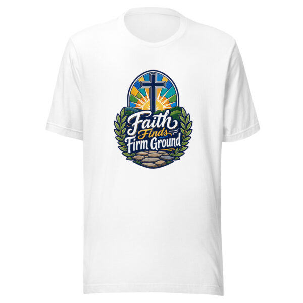 Faith Finds Firm Ground Graphic Tee mockup 3
