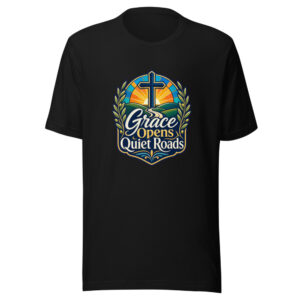 Grace Opens Quiet Roads Graphic Tee mockup 1 Grace Opens Quiet Roads Graphic Tee front view