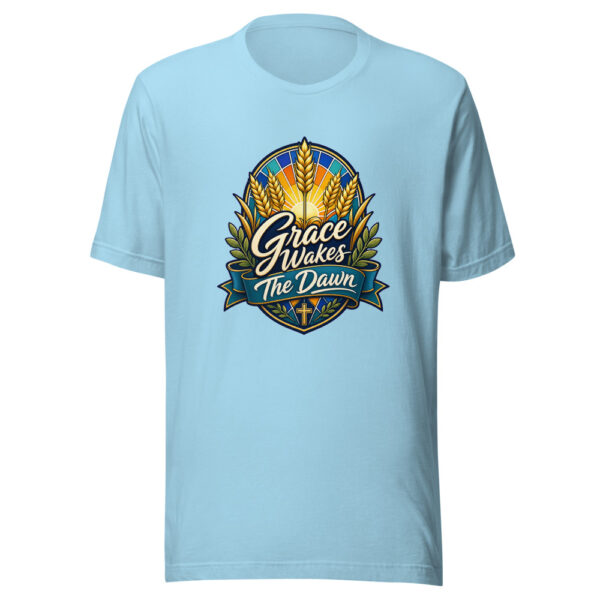 Grace Wakes The Dawn Graphic Tee mockup 5