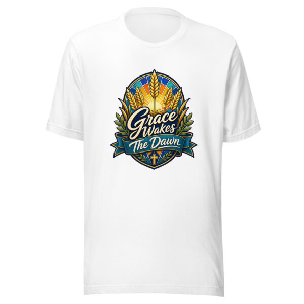Grace Wakes The Dawn Graphic Tee mockup 8