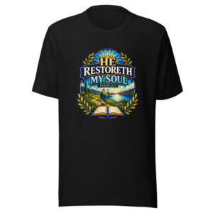 He Restoreth My Soul Psalm 23:3 Heartbeat-20260613-christian-verse-codex Graphic Tee front view