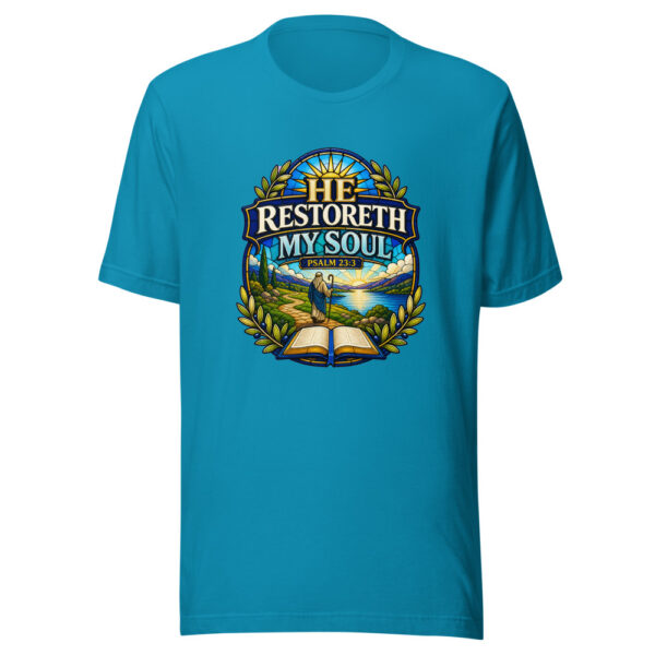 He Restoreth My Soul Psalm 23:3 Heartbeat-20260613-christian-verse-codex Graphic Tee mockup 2 He Restoreth My Soul Psalm 23:3 Heartbeat-20260613-christian-verse-codex Graphic Tee mockup 2