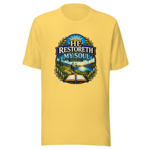 He Restoreth My Soul Psalm 23:3 Heartbeat-20260613-christian-verse-codex Graphic Tee mockup 6