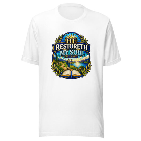 He Restoreth My Soul Psalm 23:3 Heartbeat-20260613-christian-verse-codex Graphic Tee mockup 8