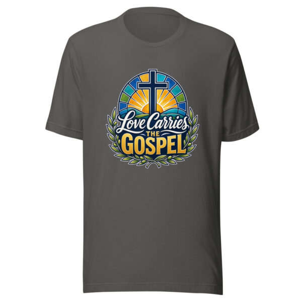 Love Carries The Gospel Graphic Tee mockup 4 Love Carries The Gospel Graphic Tee mockup 4