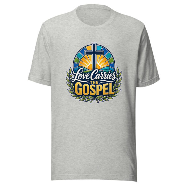 Love Carries The Gospel Graphic Tee mockup 5 Love Carries The Gospel Graphic Tee mockup 5