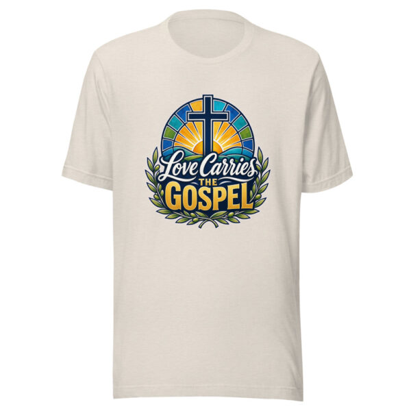Love Carries The Gospel Graphic Tee mockup 8 Love Carries The Gospel Graphic Tee mockup 8