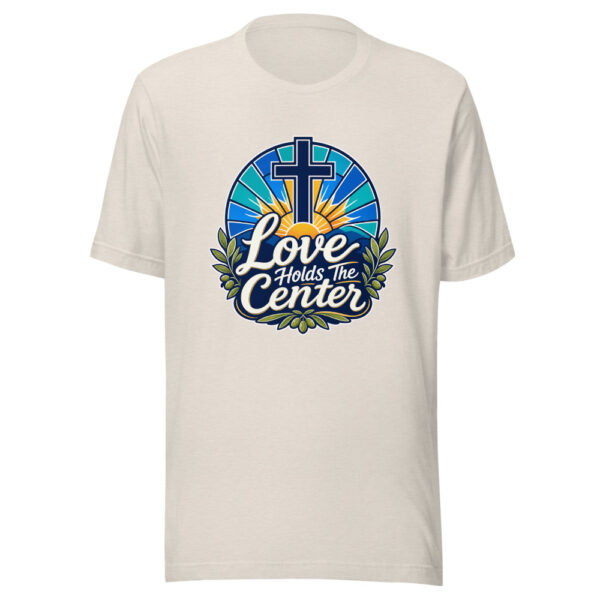 Love Holds The Center Graphic Tee mockup 1 Love Holds The Center Graphic Tee front view