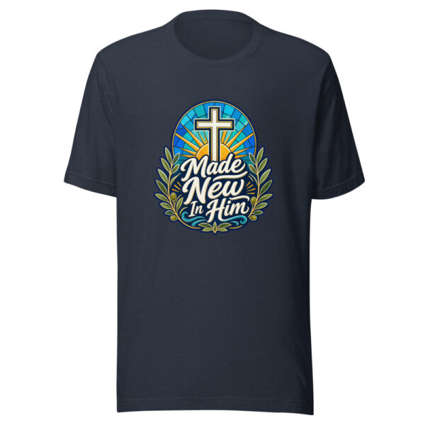 Made New In Him Graphic Tee mockup 7