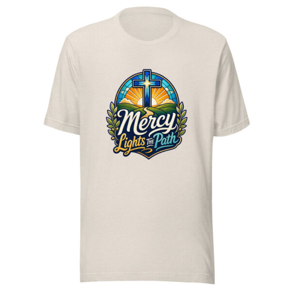 Mercy Lights The Path Graphic Tee mockup 8
