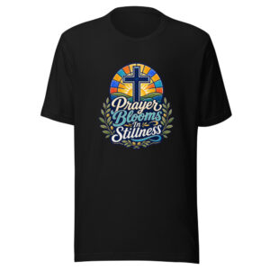 Prayer Blooms In Stillness Graphic Tee mockup 1 Prayer Blooms In Stillness Graphic Tee front view