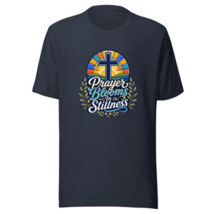 Prayer Blooms In Stillness Graphic Tee front view