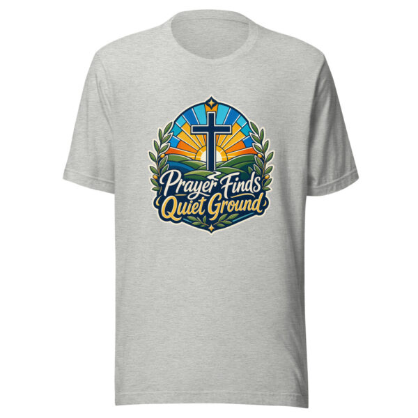 prayer-finds-quiet-ground-evergreen-shirt-design-manual-prayer-finds-qui-mockup-4 Prayer Finds Quiet Ground Graphic Tee