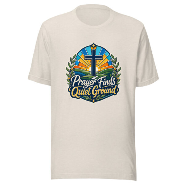 Prayer Finds Quiet Ground Graphic Tee mockup 8 Prayer Finds Quiet Ground Graphic Tee mockup 8