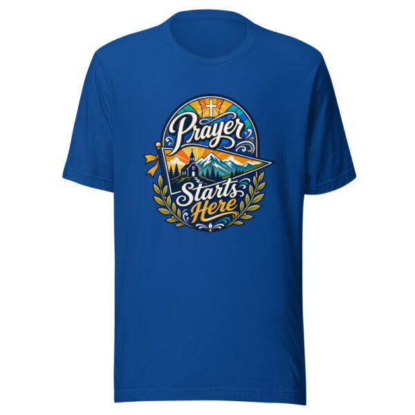 Prayer Starts Here Graphic Tee mockup 3