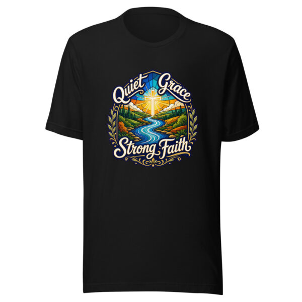 Quiet Grace Strong Faith Graphic Tee mockup 2