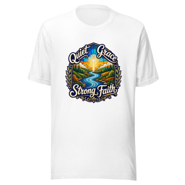 Quiet Grace Strong Faith Graphic Tee mockup 3