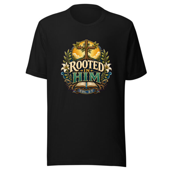 ROOTED IN HIM COL. 2:7 Heartbeat-20260614-christianshirtstore-codex Graphic Tee mockup 7