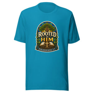Rooted In Him Colossians 2:7 Heartbeat-20260613-christian-codex Graphic Tee front view