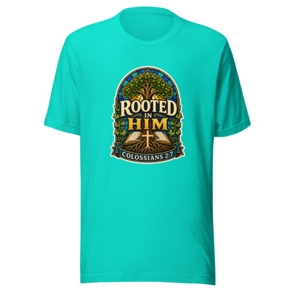 Rooted In Him Colossians 2:7 Heartbeat-20260613-christian-codex Graphic Tee mockup 3 Rooted In Him Colossians 2:7 Heartbeat-20260613-christian-codex Graphic Tee mockup 3