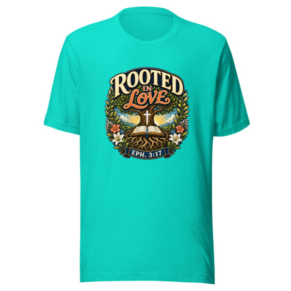 Rooted In Love Eph. 3:17 Heartbeat-20260613-christian-verse-codex Graphic Tee mockup 4