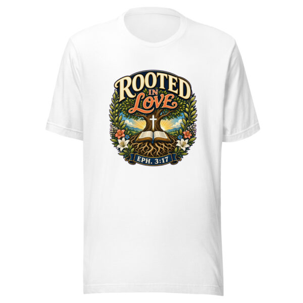 Rooted In Love Eph. 3:17 Heartbeat-20260613-christian-verse-codex Graphic Tee mockup 8 Rooted In Love Eph. 3:17 Heartbeat-20260613-christian-verse-codex Graphic Tee mockup 8