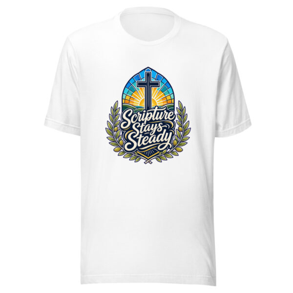 Scripture Stays Steady Graphic Tee mockup 3 Scripture Stays Steady Graphic Tee mockup 3