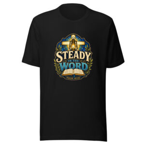 Steady In The Word Psalm 119:105 Heartbeat-20260613-verse-codex Graphic Tee mockup 1 Steady In The Word Psalm 119:105 Heartbeat-20260613-verse-codex Graphic Tee front view
