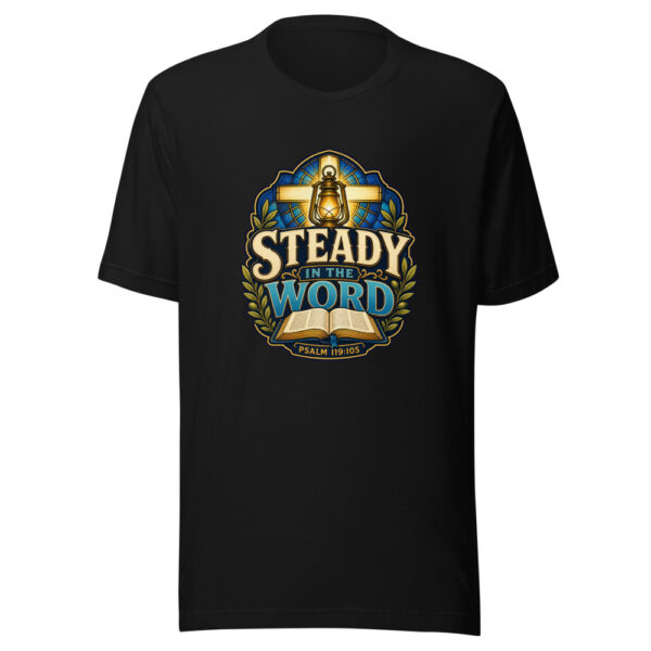Steady In The Word Psalm 119:105 Heartbeat-20260613-verse-codex Graphic Tee mockup 1 Steady In The Word Psalm 119:105 Heartbeat-20260613-verse-codex Graphic Tee front view