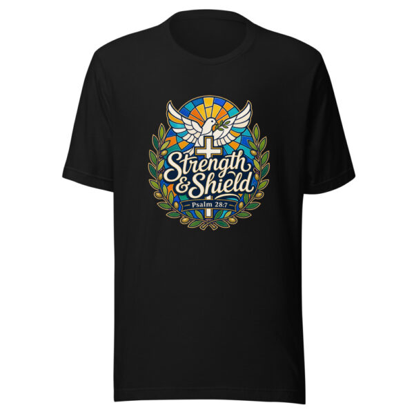 Strength & Shield Psalm 28:7 Graphic Tee mockup 1 Strength & Shield Psalm 28:7 Graphic Tee front view