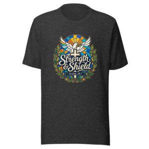 Strength & Shield Psalm 28:7 Graphic Tee front view