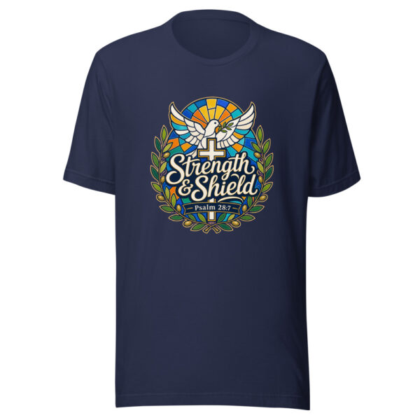 Strength & Shield Psalm 28:7 Graphic Tee mockup 2 Strength & Shield Psalm 28:7 Graphic Tee mockup 2