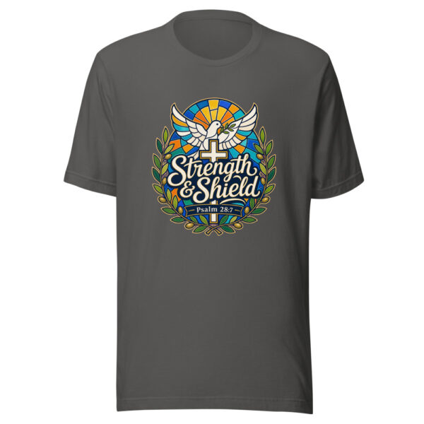 Strength & Shield Psalm 28:7 Graphic Tee mockup 3 Strength & Shield Psalm 28:7 Graphic Tee mockup 3