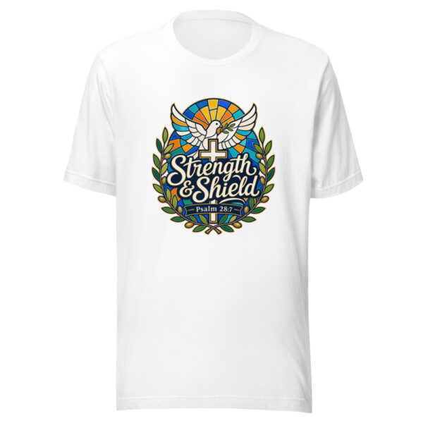 Strength & Shield Psalm 28:7 Graphic Tee mockup 5 Strength & Shield Psalm 28:7 Graphic Tee mockup 5