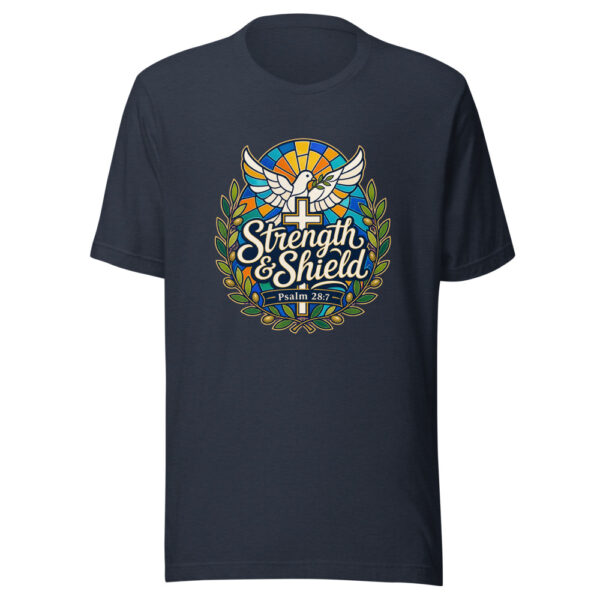 Strength & Shield Psalm 28:7 Graphic Tee mockup 7
