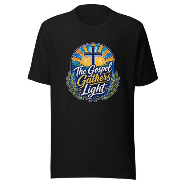 The Gospel Gathers Light Graphic Tee mockup 2 The Gospel Gathers Light Graphic Tee mockup 2