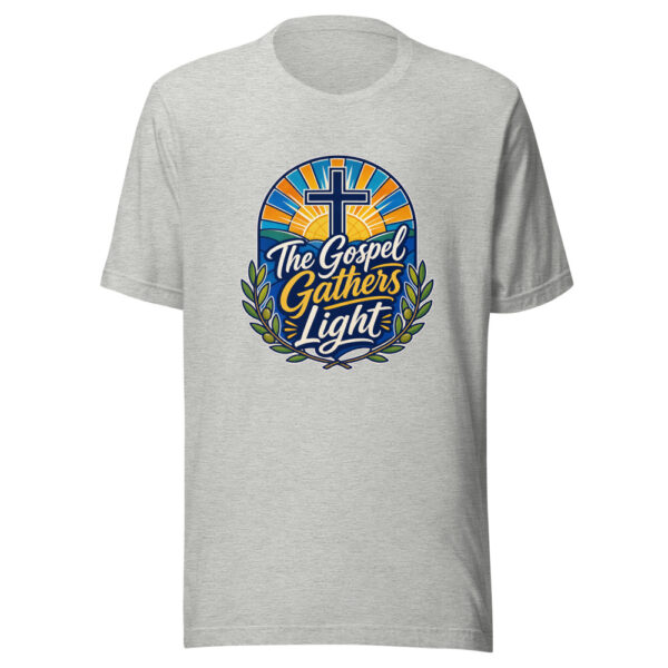 The Gospel Gathers Light Graphic Tee mockup 6 The Gospel Gathers Light Graphic Tee mockup 6