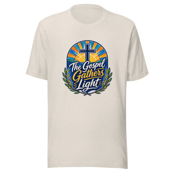 The Gospel Gathers Light Graphic Tee mockup 8 The Gospel Gathers Light Graphic Tee mockup 8
