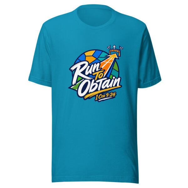 1 Cor 9:24 Run To Obtain Graphic Tee mockup 1 1 Cor 9:24 Run To Obtain Graphic Tee front view