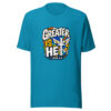1 John 4:4 Greater Is He Graphic Tee front view