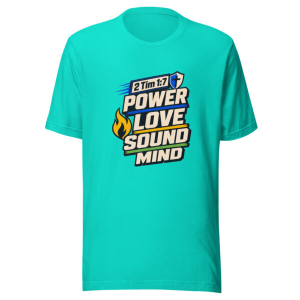 2 Tim 1:7 Power Love Sound Mind Heartbeat-20260701T011745Z Graphic Tee mockup 4