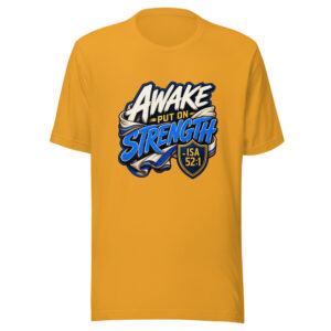 Awake Put On Strength - Isa 52:1 Graphic Tee mockup 1 Awake Put On Strength - Isa 52:1 Graphic Tee front view