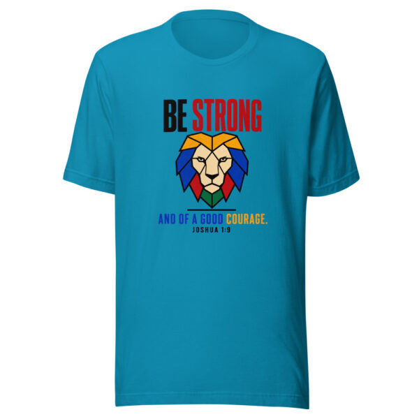 Be Strong And Of A Good Courage Joshua 1:9 Joshua-1-courage-lion Graphic Tee mockup 2