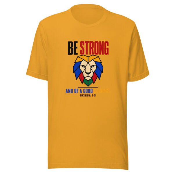 Be Strong And Of A Good Courage Joshua 1:9 Joshua-1-courage-lion Graphic Tee mockup 3