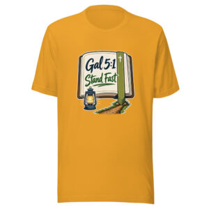 Gal 5:1 Stand Fast Graphic Tee mockup 1 Gal 5:1 Stand Fast Graphic Tee front view