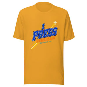 I Press Toward The Mark — Philippians 3:14 Philippians-3-14-press-toward-mark Graphic Tee mockup 1 I Press Toward The Mark — Philippians 3:14 Philippians-3-14-press-toward-mark Graphic Tee front view